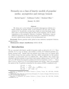 Remarks on a class of kinetic models of granular media: asymptotics and entropy bounds Martial Agueh ∗, Guillaume Carlier †, Reinhard Illner ‡