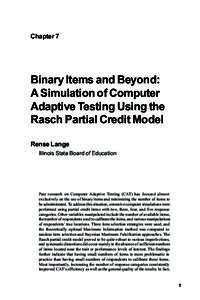 Chapter 7  Binary Items and Beyond: A Simulation of Computer Adaptive Testing Using the Rasch Partial Credit Model