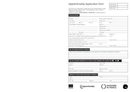Office Use Only  Apprenticeship Application Form Date received: Interview date: