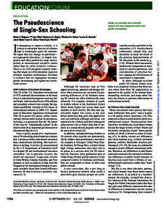 EDUCATIONFORUM EDUCATION The Pseudoscience of Single-Sex Schooling