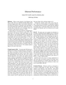 Ethernet Performance Adam M. Costello [removed]  1999-Sep-29-Wed Efficiency When several stations on an Ethernet have