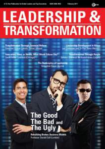 A TL First Publication for Global Leaders and Top Executives  Transformation Through Financial Reform