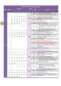 NTHUAcademic Calendar Year Week Calendar S