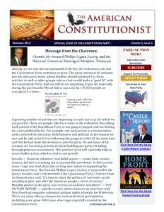 FebruaryOFFICIAL VOICE OF THE CONSTITUTION PARTY Message from the Chairman: