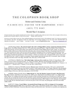 THE COLOPHON BOOK SHOP Robert and Christine Liska P. O. B O XEXETER