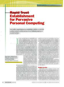 SECURITY & PRIVACY  Rapid Trust Establishment for Pervasive Personal Computing