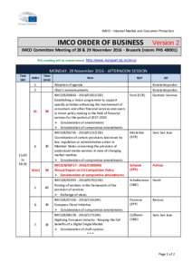 IMCO – Internal Market and Consumer Protection  IMCO ORDER OF BUSINESS Version 2
