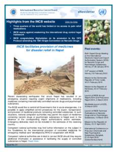 Highlights from the INCB website  Click for links 