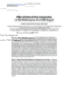 Oil & Gas Science and Technology – Rev. IFP, Vol), No. 2, ppCopyright © 2008, Institut français du pétrole DOI: ogst:Effect of Natural Gas Composition on the Performance of a CNG 