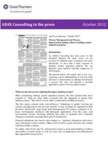 ABAX Consulting in the press  October 2012 Agefi Luxembourg – October 2012 Process Management and Process