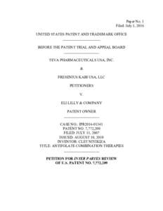 Paper No. 1 Filed: July 1, 2016 UNITED STATES PATENT AND TRADEMARK OFFICE ____________________ BEFORE THE PATENT TRIAL AND APPEAL BOARD ___________________