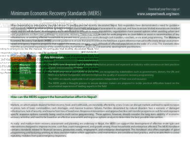 Minimum Economic Recovery Standards (MERS)  Download your free copy at www.seepnetwork.org/mers