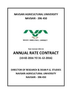 NAVSARI AGRICULTURAL UNIVERSITY NAVSARIRate ContractANNUAL RATE CONTRACT