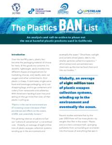 The Plastics  BAN List BETTER ALTERNATIVES NOW  An analysis and call-to-action to phase out