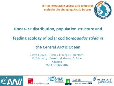 ISTAS: Integrating spatial and temporal scales in the changing Arctic System Under-ice distribution, population structure and feeding ecology of polar cod Boreogadus saida in the Central Arctic Ocean