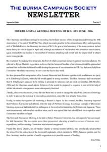 The burma Campaign Society September 2006 NEWSLETTER  Number 9