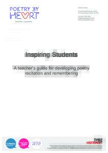 !  Inspiring Students A teacher’s guide for developing poetry recitation and remembering
