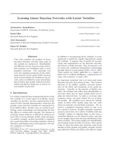 Learning Linear Bayesian Networks with Latent Variables  Animashree Anandkumar Department of EECS, University of California, Irvine  
