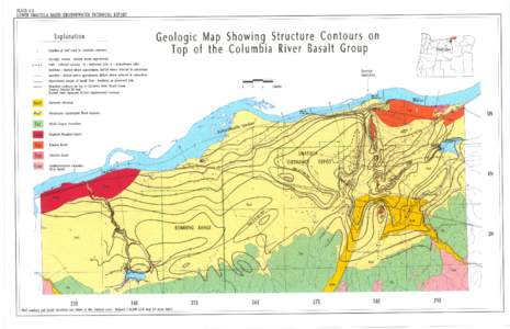 Hydrogeology, Groundwater Chemistry and Land Uses in the Lower Umatilla Basin Groundwater Management Area - Color Plate 2-2: Geological Map Showing Structure Contours on Top of the Columbia River Basalt Group