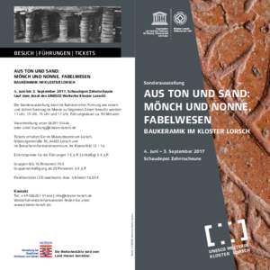 Besuch | Führungen | Tickets Aus Ton und Sand: Mönch und Nonne, Fabelwesen Baukeramik im Kloster Lorsch  Sonderausstellung
