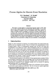Process Algebra for Discrete Event Simulation  P.G. Harrison  B. Strulo