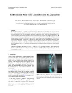 EUROGRAPHICSM. Alexa and J. Marks (Guest Editors) Volume), Number 3  Fast Summed-Area Table Generation and its Applications