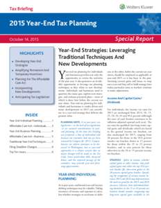 Tax BriefingYear-End Tax Planning Special Report  October 14, 2015