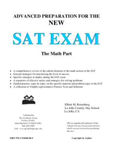 ADVANCED PREPARATION FOR THE  NEW SAT EXAM The Math Part