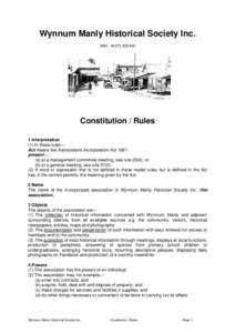 Wynnum Manly Historical Society Inc. ABN: Constitution / Rules 1 Interpretation (1) In these rules—