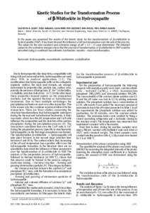 Kinetic Studies for the Transformation Process of β-Whitlockite in Hydroxyapatite VALENTINA R. DEJEU*, RÉKA BARABÁS, ALEXANDRU POP, ERZSÉBET SÁRA BOGYA, PAUL-SERBAN AGACHI Babes – Bolyai University, Faculty of Che