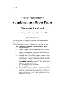 No 235  House of Representatives Supplementary Order Paper Wednesday, 8 May 2013