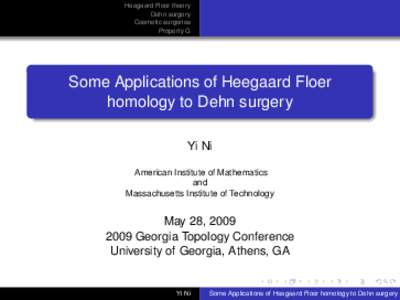 Heegaard Floer theory Dehn surgery Cosmetic surgeries