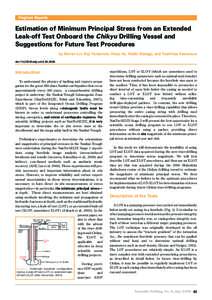 Progress Reports  Estimation of Minimum Principal Stress from an Extended Leak-off Test Onboard the Chikyu Drilling Vessel and Suggestions for Future Test Procedures by Weiren Lin, Koji Yamamoto, Hisao Ito, Hideki Masago