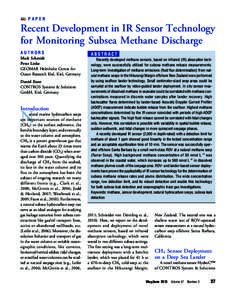 PAPER  Recent Development in IR Sensor Technology for Monitoring Subsea Methane Discharge AUTHORS Mark Schmidt
