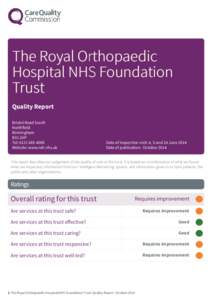 The Royal Orthopaedic Hospital NHS Foundation Trust Scheduled Report (Acutes Provider Sep 2014)