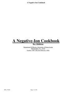 A Negative Ion Cookbook  A Negative-Ion Cookbook