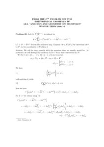FROM THE 8TH PROBLEM SET FOR “DIFFERENTIAL GEOMETRY II” AKA “ANALYSIS AND GEOMETRY ON MANIFOLDS” WINTER TERMProblem 25. Let θ ∈