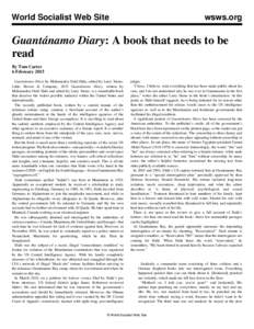 World Socialist Web Site  wsws.org Guantánamo Diary: A book that needs to be read