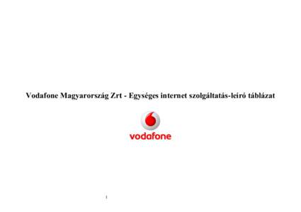 Vodafone Magyarország Zrt - Egységes internet szolgáltatás-leíró táblázat  1 Feltöltőkártyás ajánlatok: