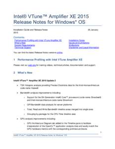 Intel® VTune™ Amplifier XE 2015 Release Notes for Windows* OS Installation Guide and Release NotesJanuary