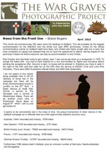 In Association with the CWGC News from the Front line - Steve Rogers  April 2015