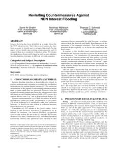 Revisiting Countermeasures Against NDN Interest Flooding Samir Al-Sheikh Matthias Wählisch