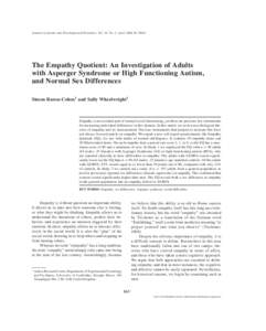 qxd:33 Page 163  Journal of Autism and Developmental Disorders, Vol. 34, No. 2, April 2004 (© 2004) The Empathy Quotient: An Investigation of Adults with Asperger Syndrome or High Functioning Autism,