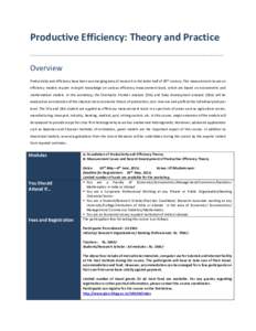 Productive Efficiency: Theory and Practice  ...........................................................................................................................................................................