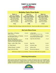 PARTY on the FARM!!!  Birthday Party Pizza Deals Party #1 Fourtopping Papa John’s Pizzas