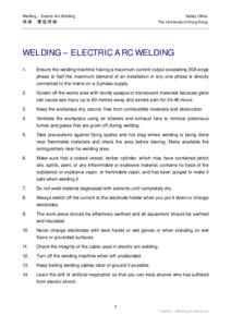 Welding – Electric Arc Welding  Safety Office 焊接- 電弧焊接