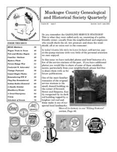 Muskogee County Genealogical and Historical Society Quarterly Volume 26 INSIDE THIS ISSUE