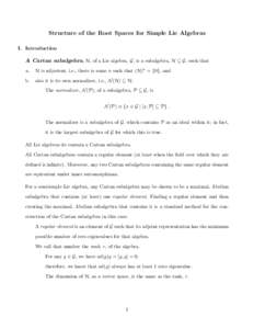 Structure of the Root Spaces for Simple Lie Algebras I. Introduction