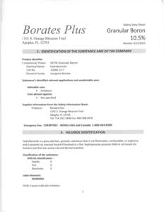 Borates Plus 1101 S. Orange Blossom Trail Apopka, F LSafety Data Sheet