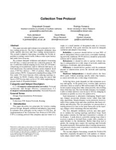 Collection Tree Protocol Omprakash Gnawali Rodrigo Fonseca  Stanford University & University of Southern California